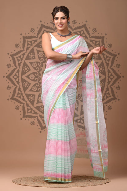 Kota Doria Cotton Sarees Wholesale – Handblock Printed Lightweight Kota Sarees