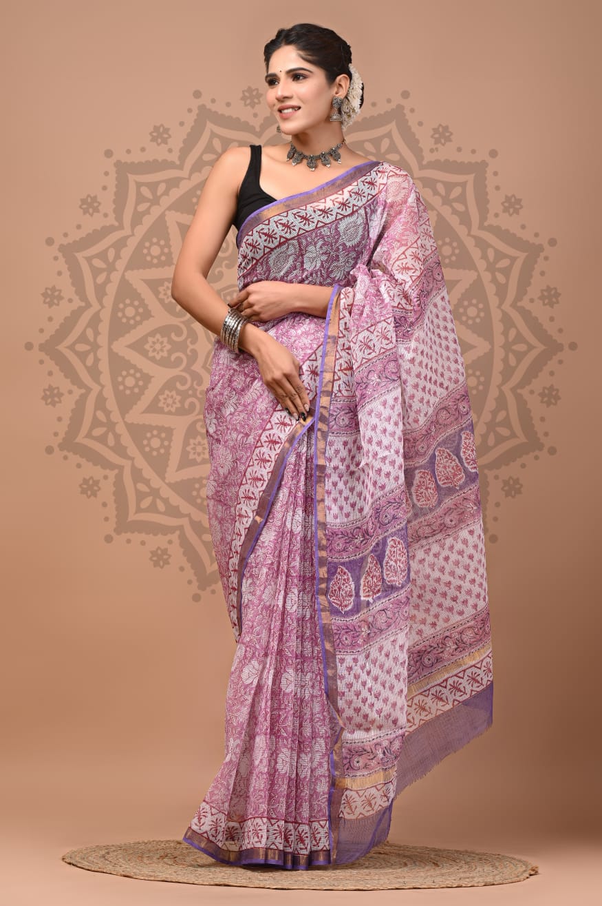 Kota Doria Cotton Sarees Wholesale – Handblock Printed Lightweight Kota Sarees