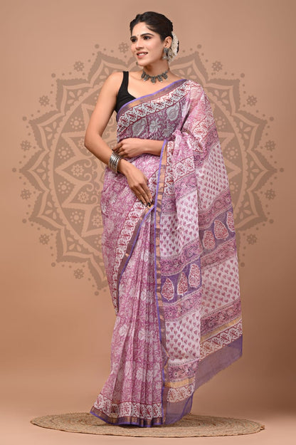 Kota Doria Cotton Sarees Wholesale – Handblock Printed Lightweight Kota Sarees