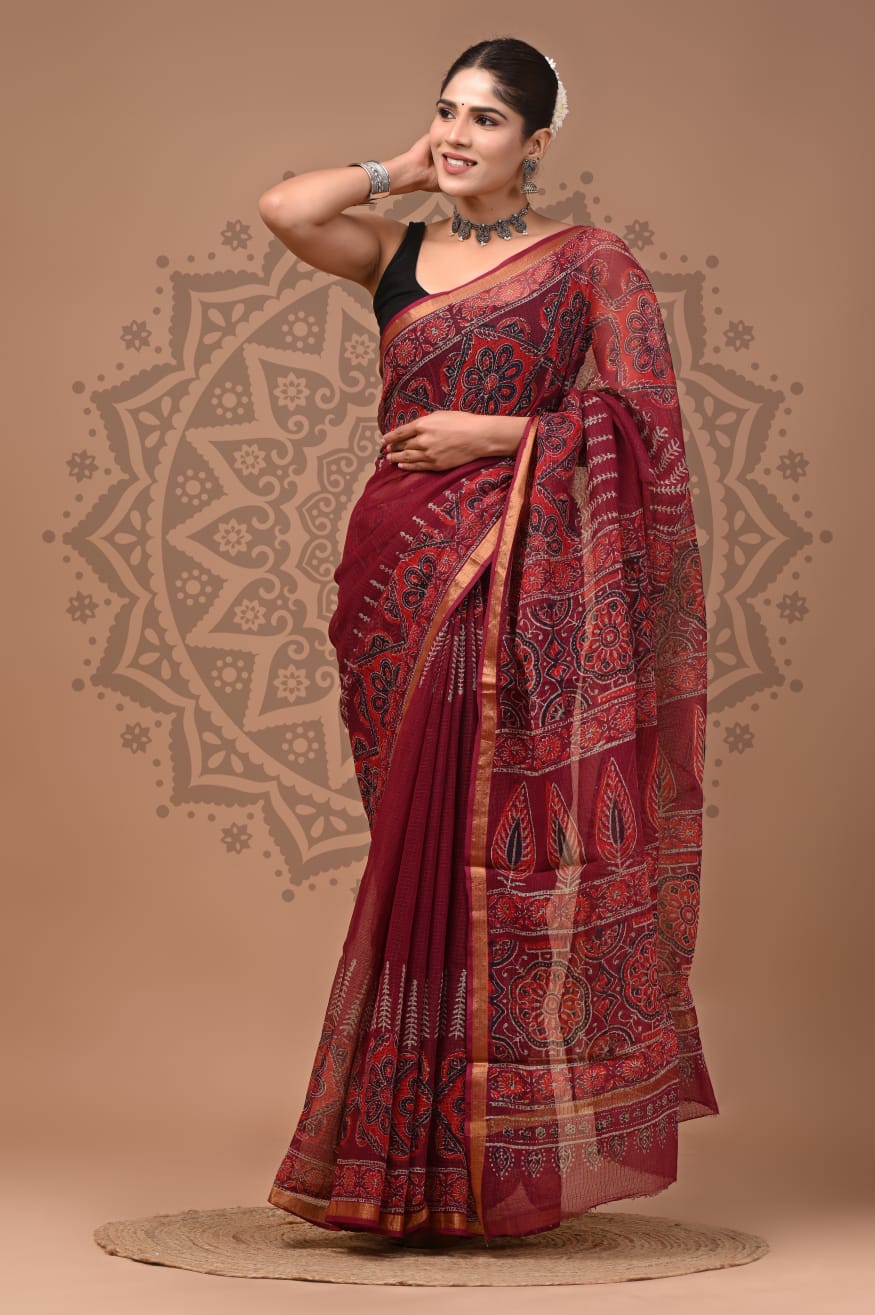 Kota Doria Cotton Sarees Wholesale – Handblock Printed Lightweight Kota Sarees