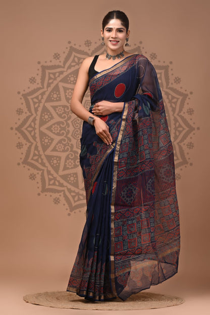 Kota Doria Cotton Sarees Wholesale – Handblock Printed Lightweight Kota Sarees
