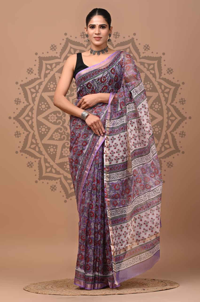 Kota Doria Cotton Sarees Wholesale – Handblock Printed Lightweight Kota Sarees