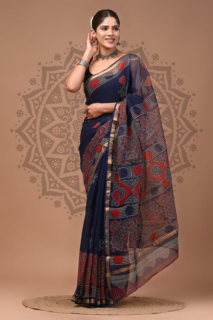 Kota Doria Cotton Sarees Wholesale – Handblock Printed Lightweight Kota Sarees