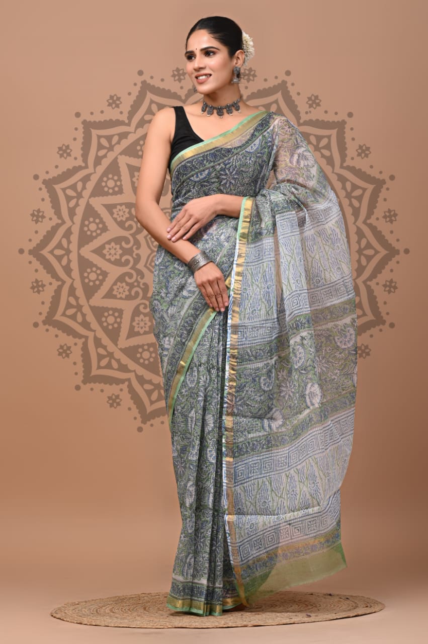 Kota Doria Cotton Sarees Wholesale – Handblock Printed Lightweight Kota Sarees