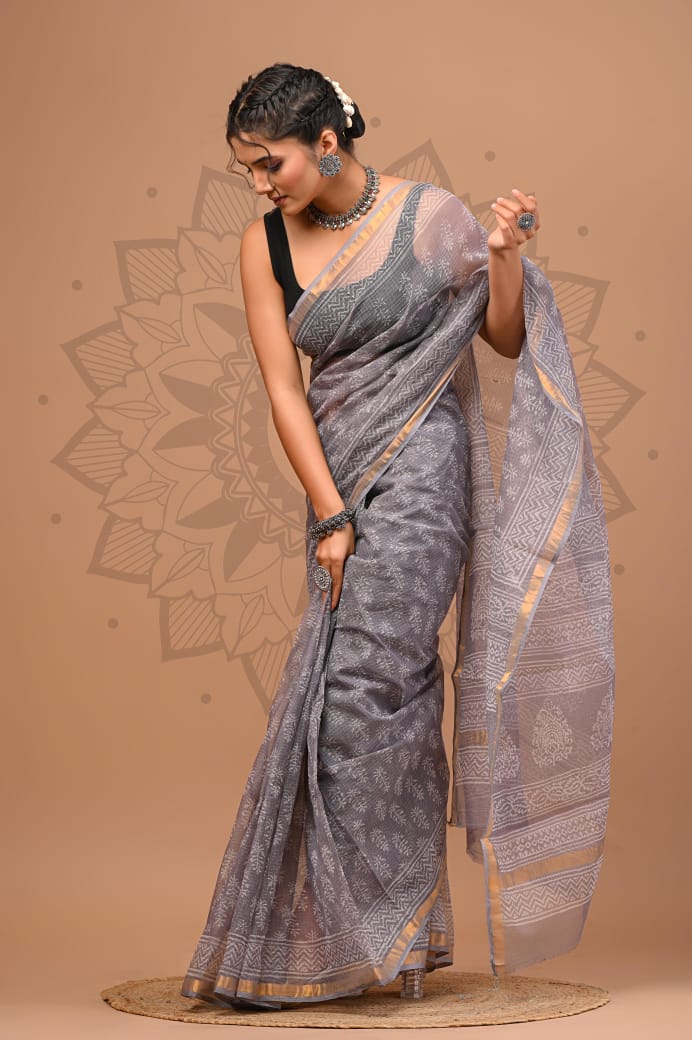 Kota Doria Cotton Sarees Wholesale – Handblock Printed Lightweight Kota Sarees