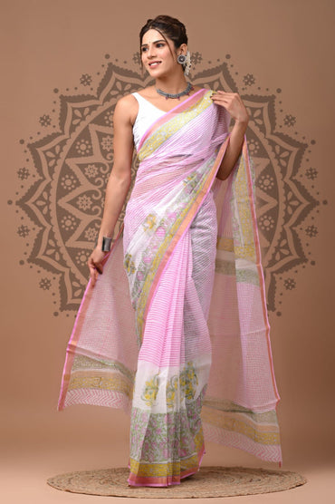 Kota Doria Cotton Sarees Wholesale – Handblock Printed Lightweight Kota Sarees