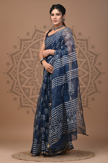 Kota Doria Cotton Sarees Wholesale – Handblock Printed Lightweight Kota Sarees