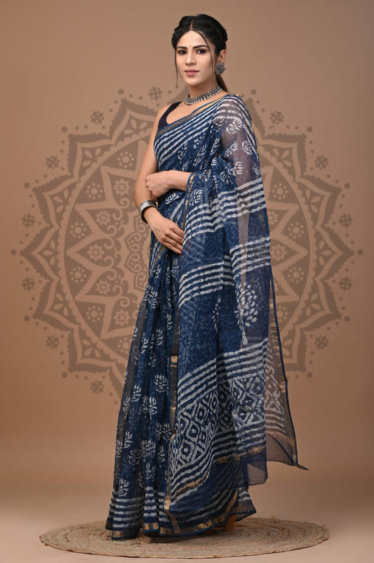 Kota Doria Cotton Sarees Wholesale – Handblock Printed Lightweight Kota Sarees