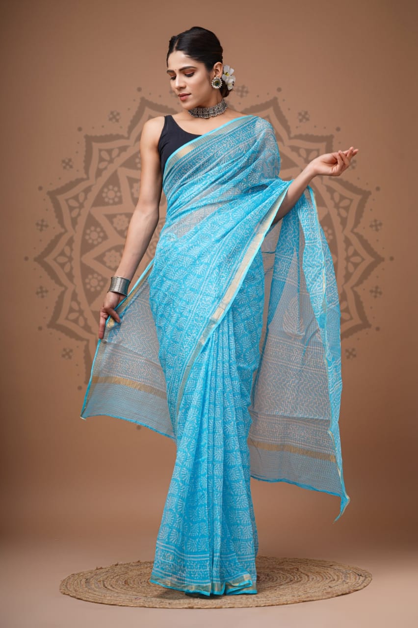 Handblock Printed Kota Doria Sarees Wholesale – Lightweight Kota Cotton Sarees