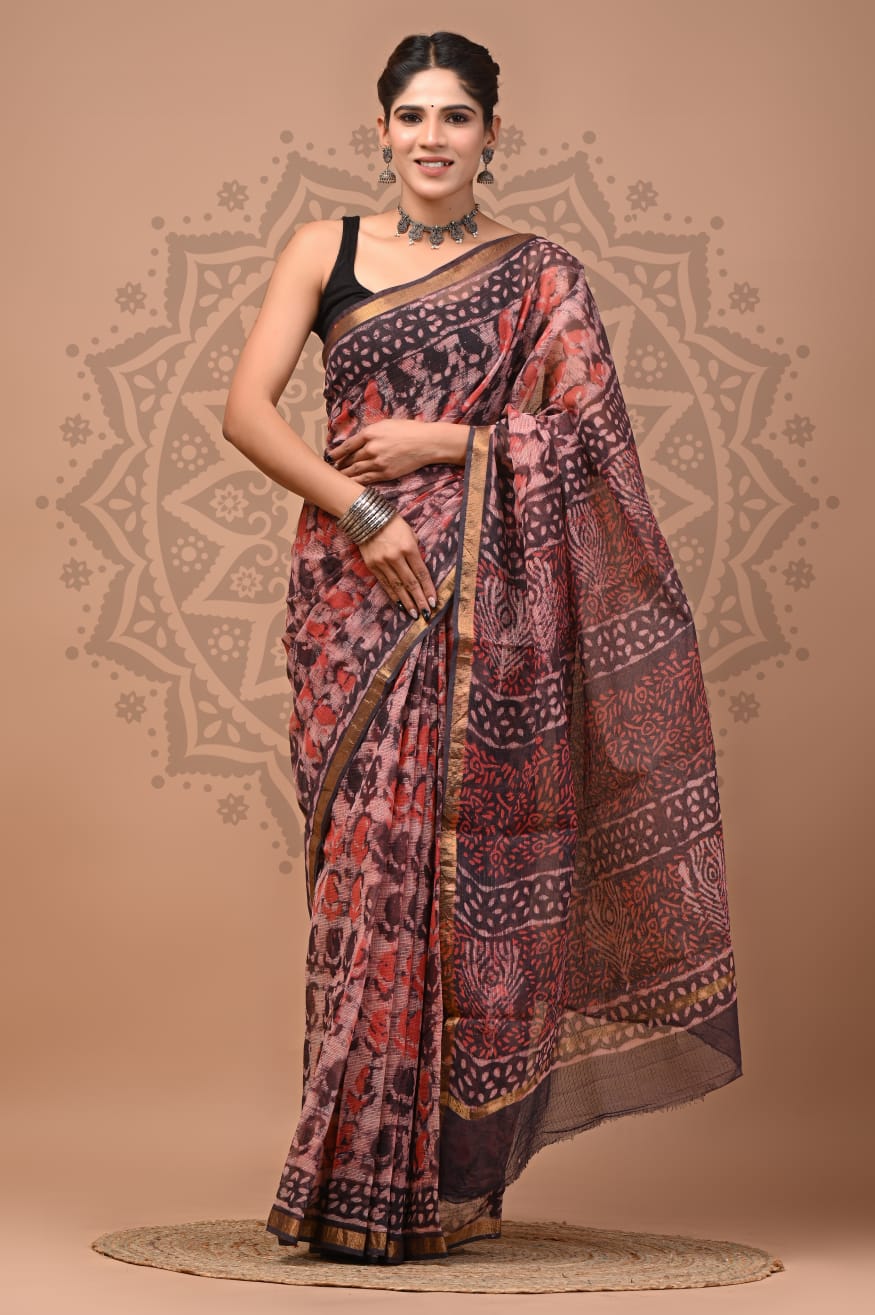 Handblock Printed Kota Doria Sarees Wholesale – Lightweight Kota Cotton Sarees