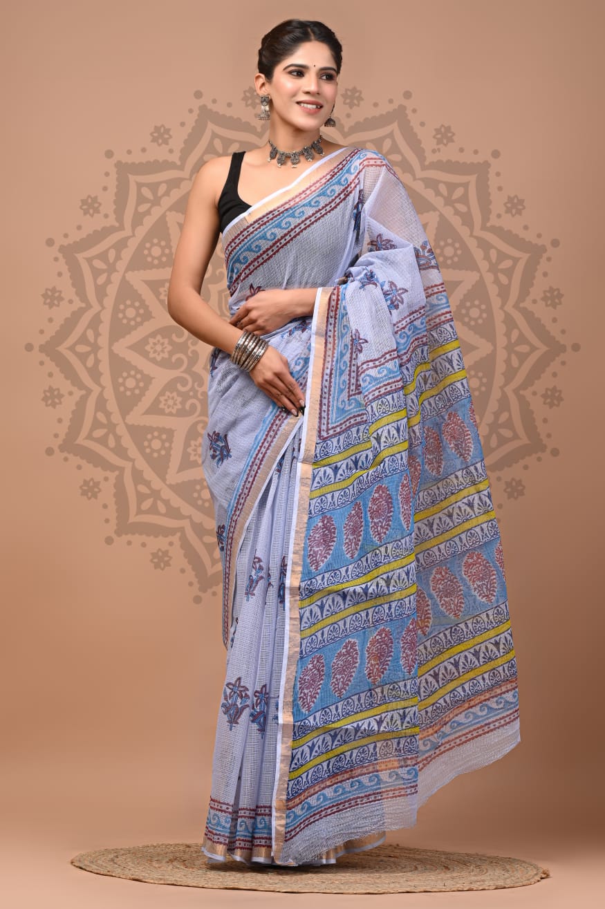 Handblock Printed Kota Doria Sarees Wholesale – Lightweight Kota Cotton Sarees