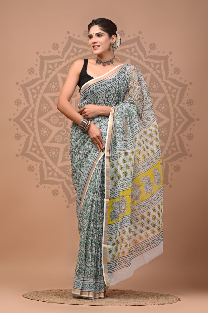 Handblock Printed Kota Doria Sarees Wholesale – Lightweight Kota Cotton Sarees