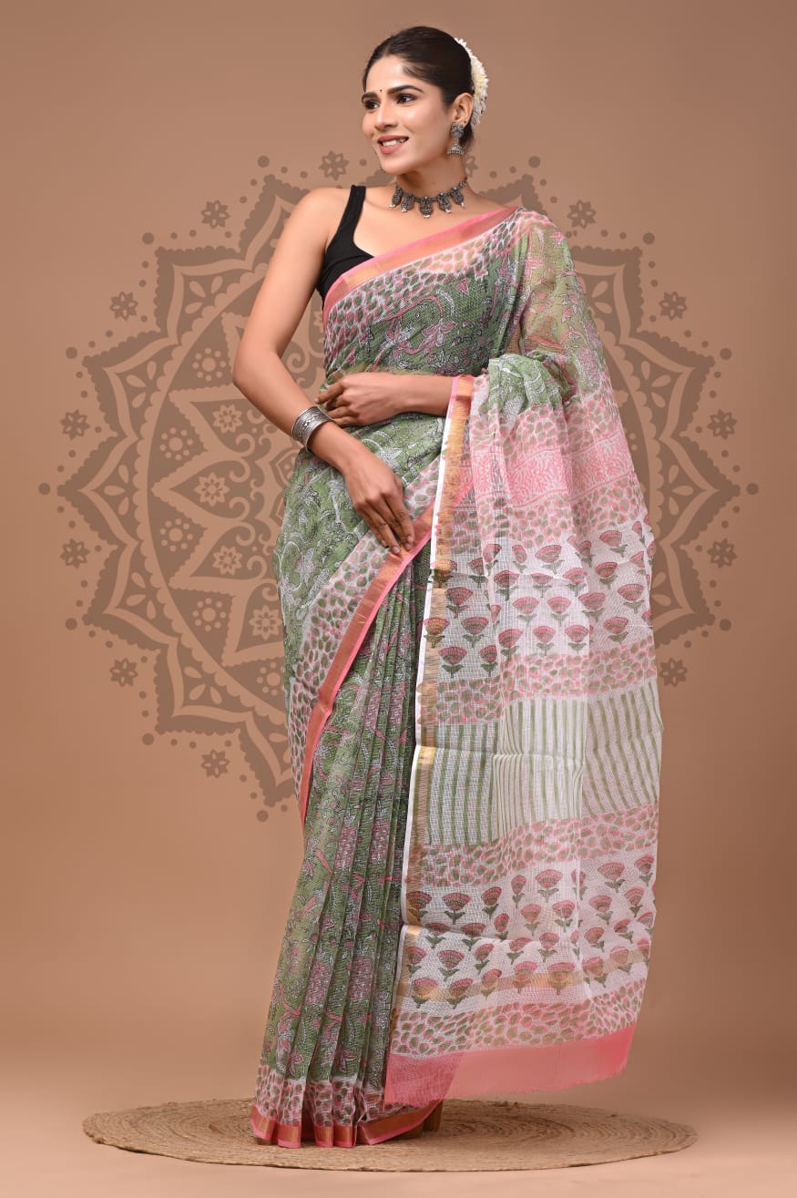 Handblock Printed Kota Doria Sarees Wholesale – Lightweight Kota Cotton Sarees