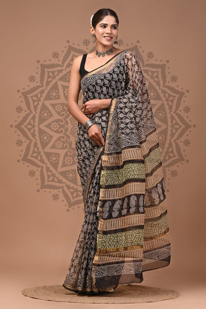 Kota Doria Cotton Handblock Printed Sarees Wholesale – Lightweight Kota Sarees