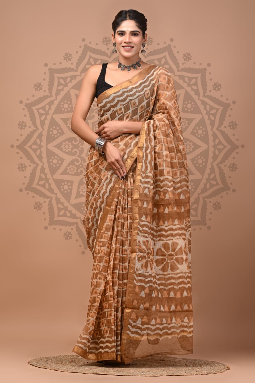 Kota Doria Cotton Handblock Printed Sarees Wholesale – Lightweight Kota Sarees