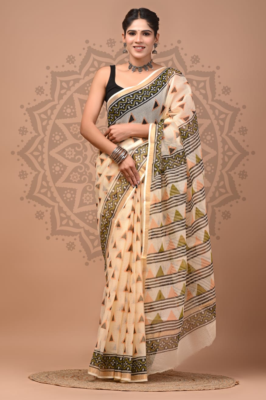 Kota Doria Cotton Handblock Printed Sarees Wholesale – Lightweight Kota Sarees