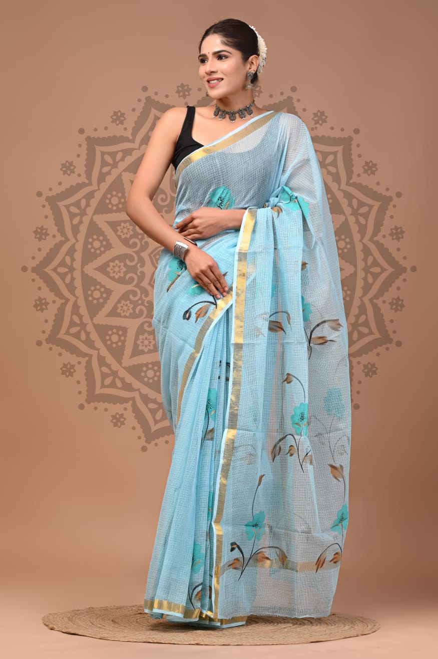 Kota Doria Cotton Handblock Printed Sarees Wholesale – Lightweight Kota Sarees