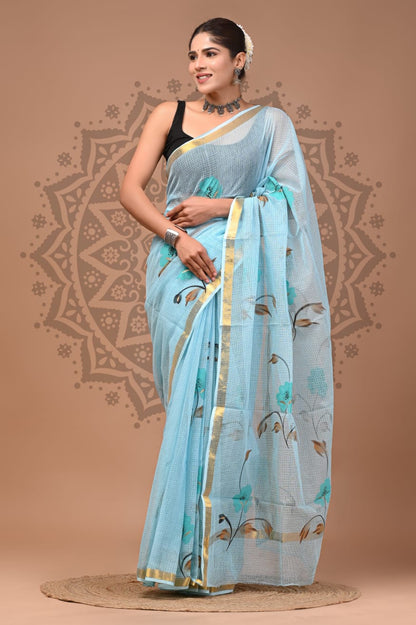 Kota Doria Cotton Handblock Printed Sarees Wholesale – Lightweight Kota Sarees