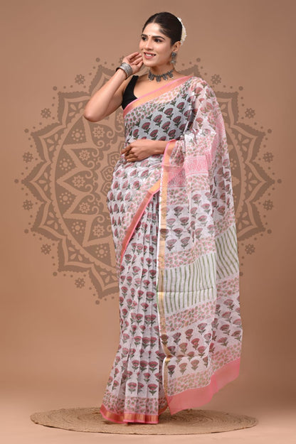 Kota Doria Cotton Handblock Printed Sarees Wholesale – Lightweight Kota Sarees