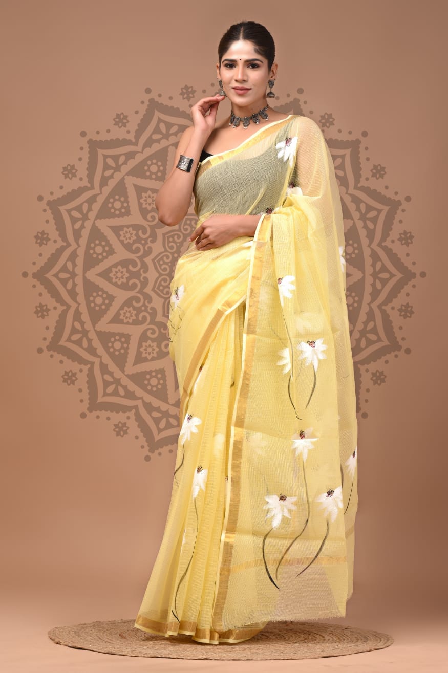 Kota Doria Cotton Handblock Printed Sarees Wholesale – Lightweight Kota Sarees