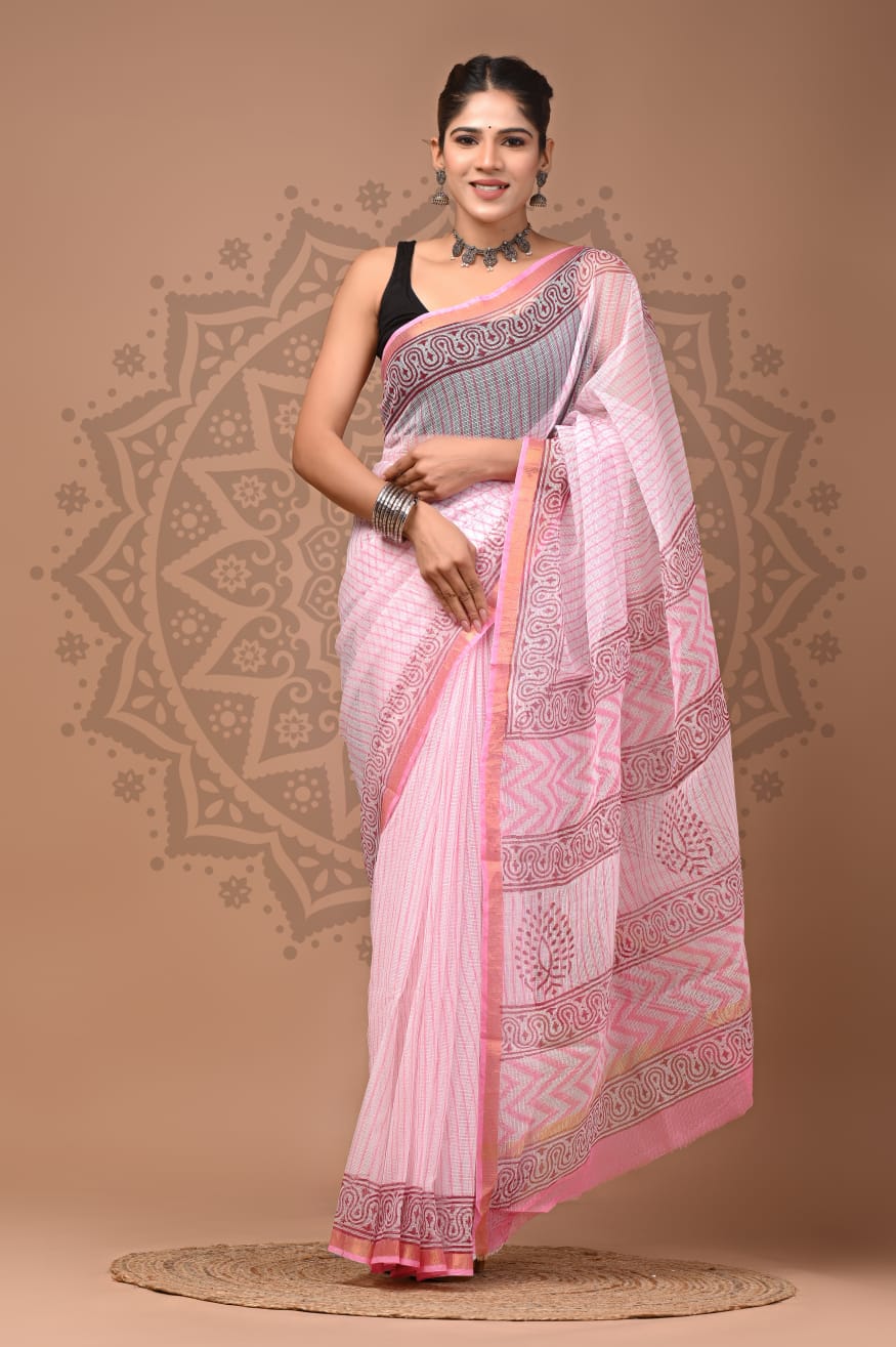 Kota Doria Handblock Printed Sarees Wholesale – Lightweight Kota Cotton Sarees