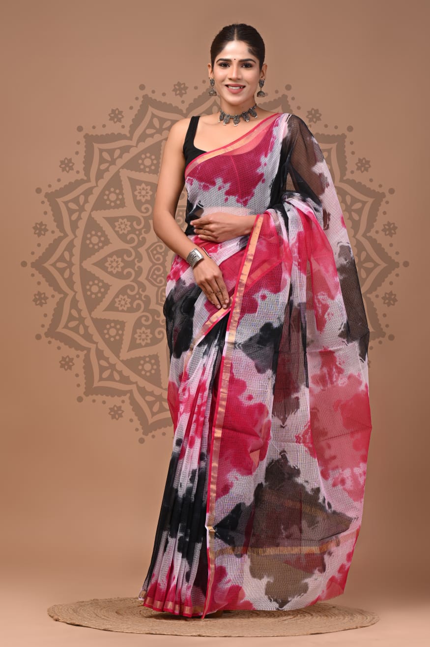 Kota Doria Handblock Printed Sarees Wholesale – Lightweight Kota Cotton Sarees