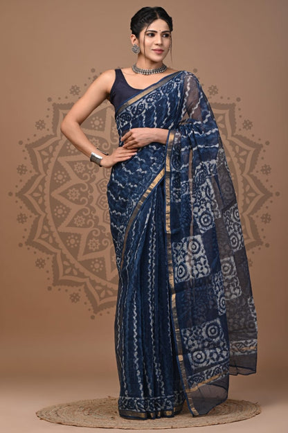 Kota Doria Handblock Printed Sarees Wholesale – Lightweight Kota Cotton Sarees