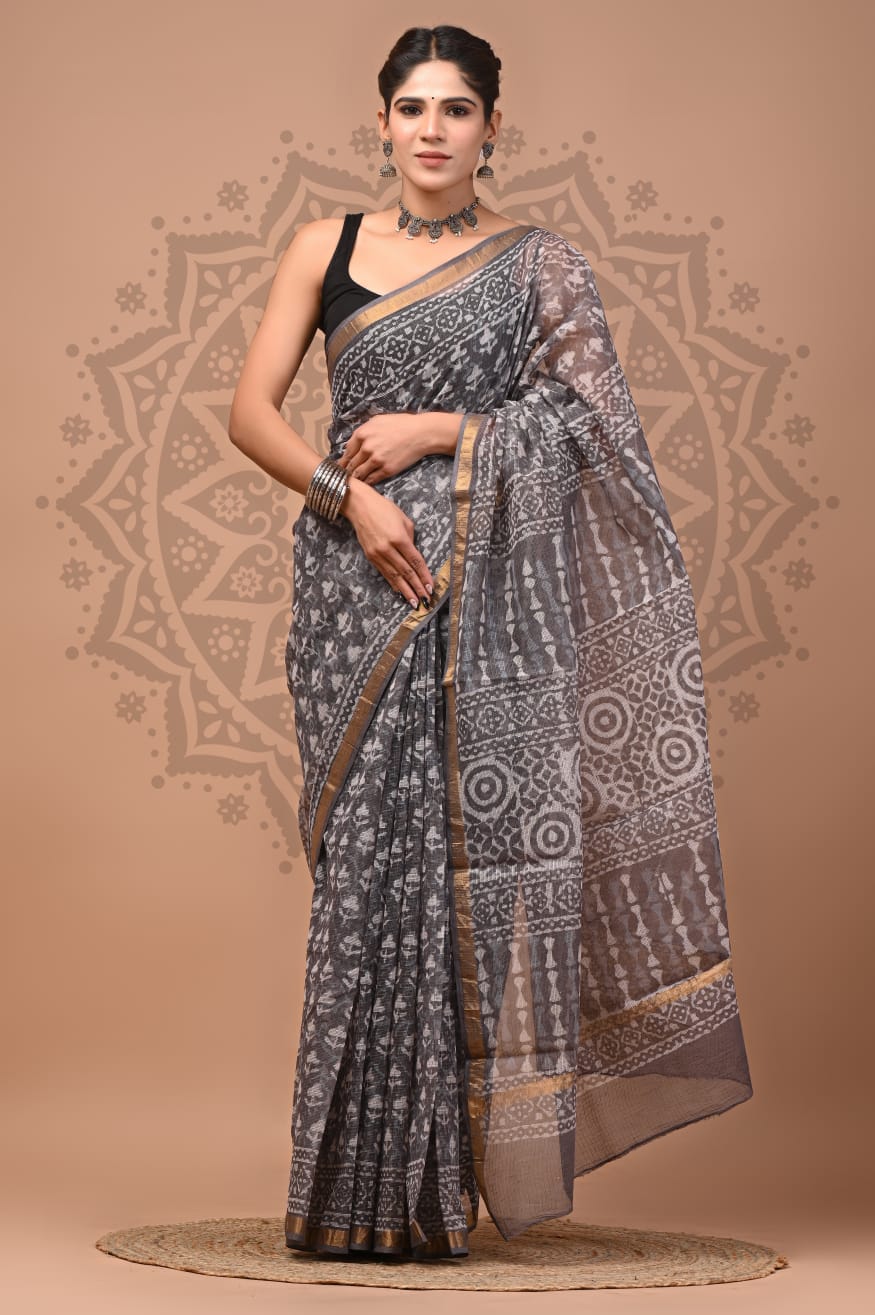 Kota Doria Handblock Printed Sarees Wholesale – Lightweight Kota Cotton Sarees