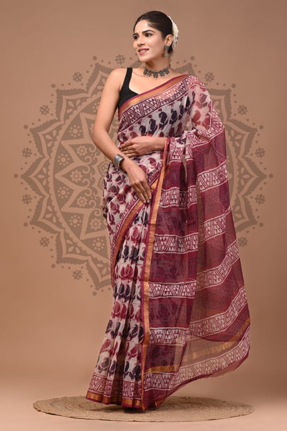 Kota Doria Handblock Printed Sarees Wholesale – Lightweight Kota Cotton Sarees