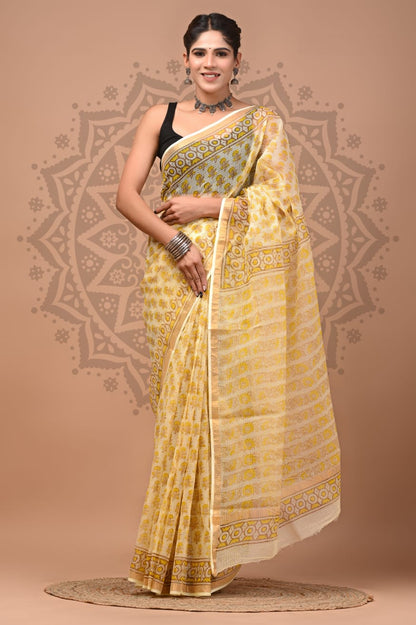 Kota Doria Handblock Printed Sarees Wholesale – Lightweight Kota Cotton Sarees