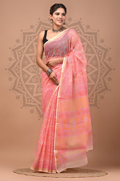 Kota Doria Handblock Printed Sarees Wholesale – Lightweight Kota Cotton Sarees