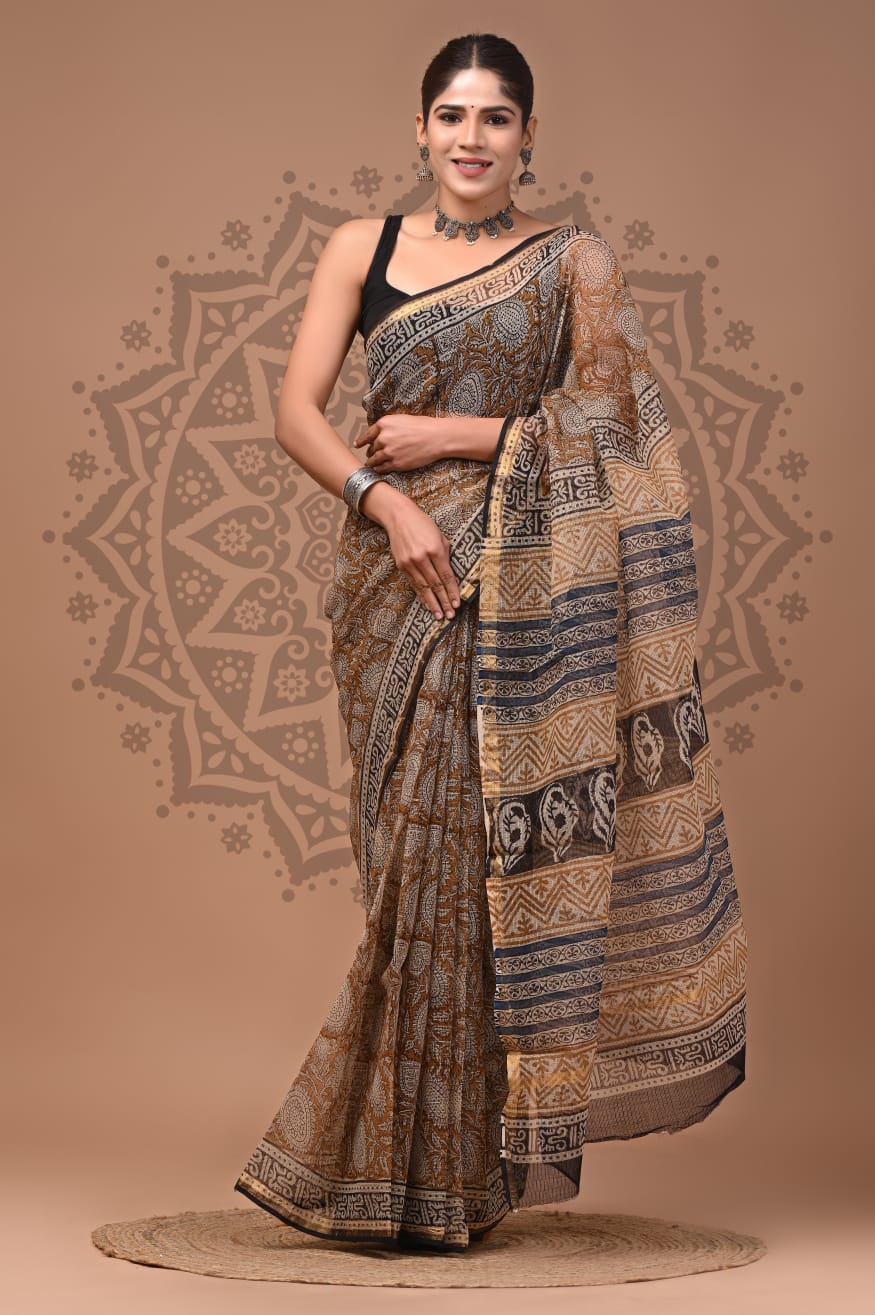 Kota Doria Handblock Printed Sarees Wholesale – Lightweight Kota Cotton Sarees