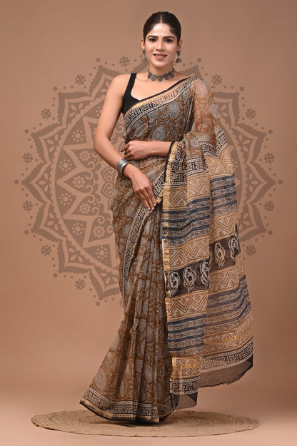 Kota Doria Handblock Printed Sarees Wholesale – Lightweight Kota Cotton Sarees