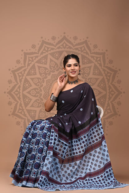 Cotton Malmal Handblock Printed Sarees Wholesale – Lightweight Cotton MUL Sarees