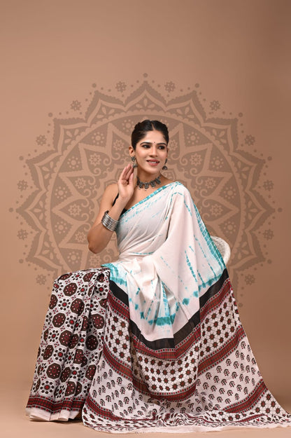 Cotton Malmal Handblock Printed Sarees Wholesale – Lightweight Cotton MUL Sarees