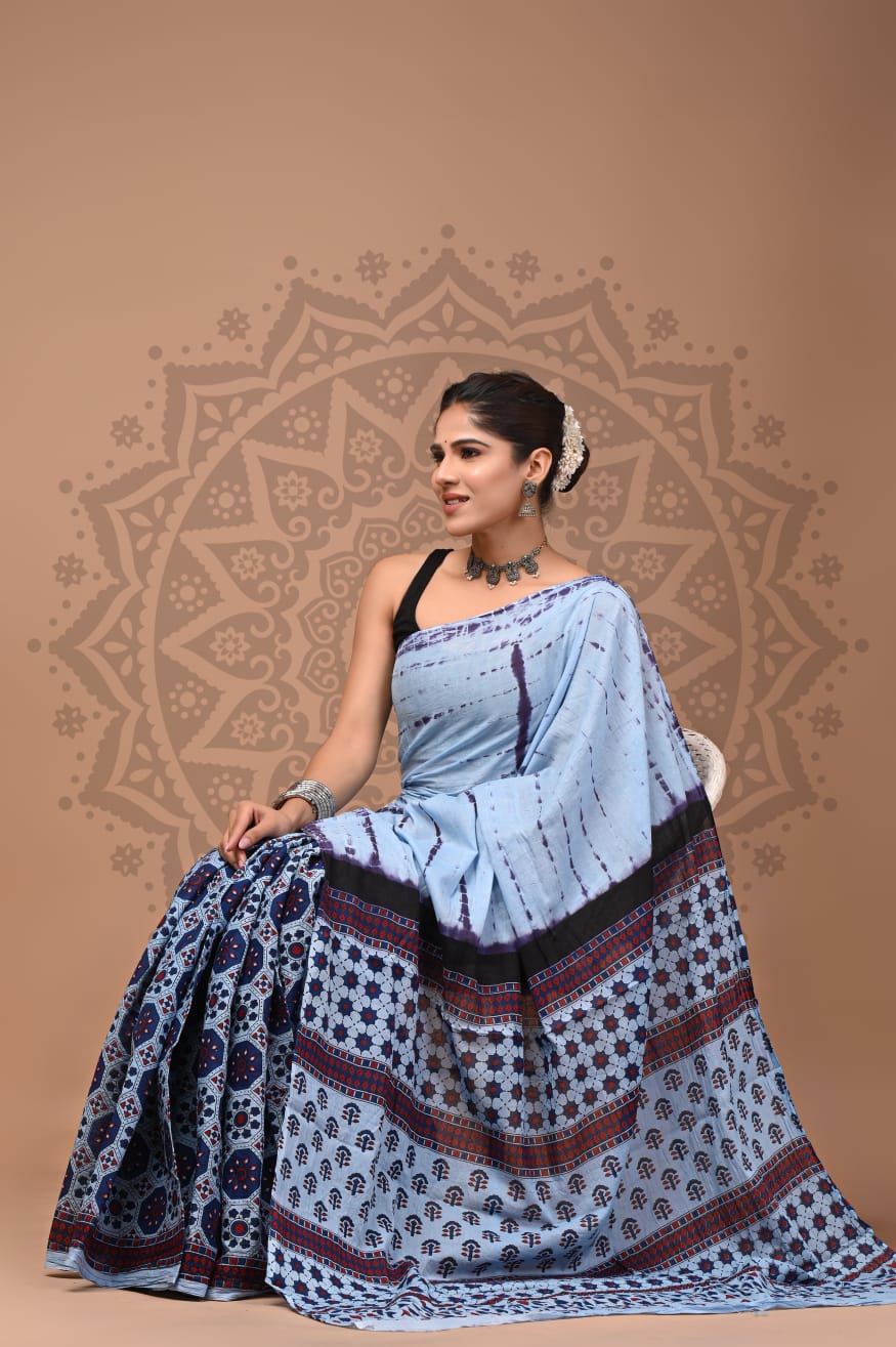 Cotton Malmal Handblock Printed Sarees Wholesale – Lightweight Cotton MUL Sarees