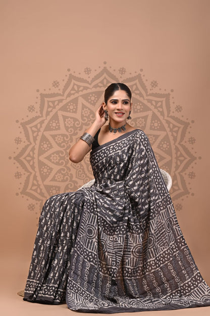 Cotton Malmal Handblock Printed Sarees Wholesale – Lightweight Cotton MUL Sarees