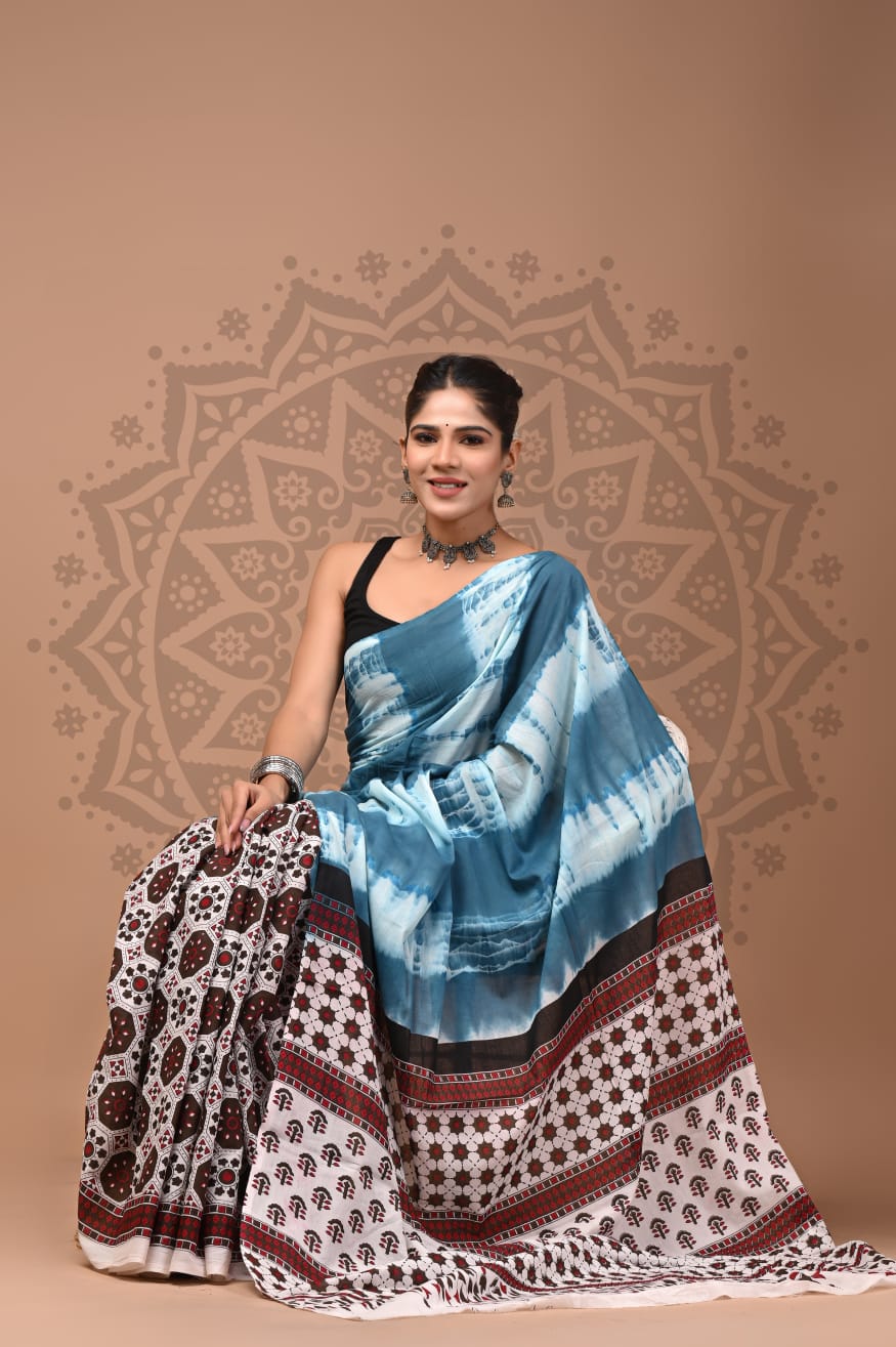 Pure Cotton Mul Handblock Printed Sarees Wholesale – Soft Malmal Sarees
