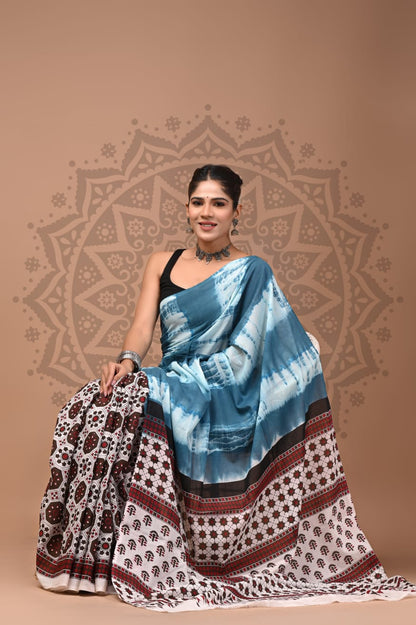 Pure Cotton Mul Handblock Printed Sarees Wholesale – Soft Malmal Sarees