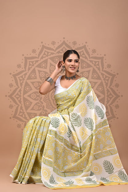 Pure Cotton Mul Handblock Printed Sarees Wholesale – Soft Malmal Sarees