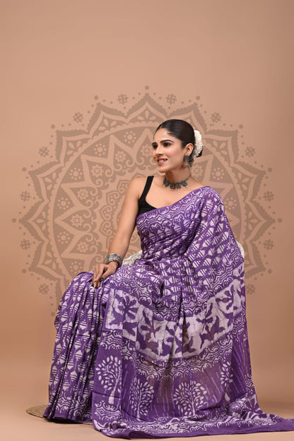 Pure Cotton Mul Handblock Printed Sarees Wholesale – Soft Malmal Sarees