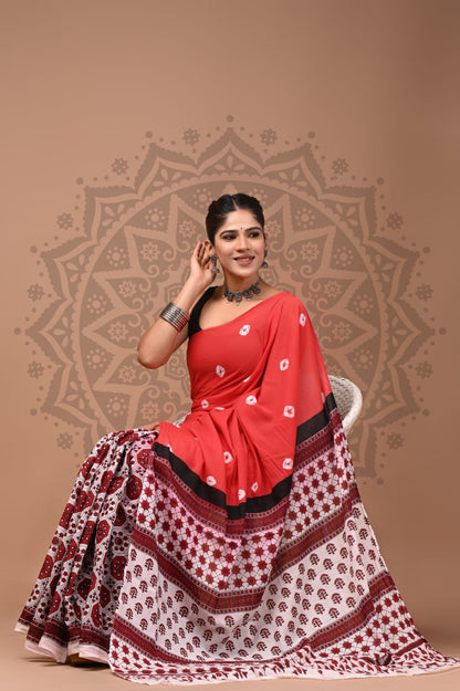 Pure Cotton Mul Handblock Printed Sarees Wholesale – Soft Malmal Sarees
