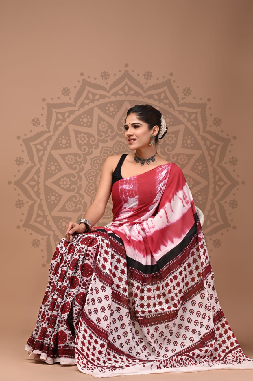 Pure Cotton Mul Handblock Printed Sarees Wholesale – Soft Malmal Sarees