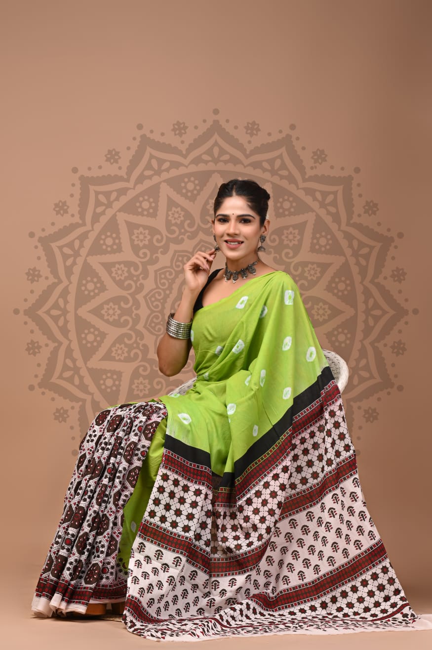 Pure Cotton Mul Handblock Printed Sarees Wholesale – Soft Malmal Sarees