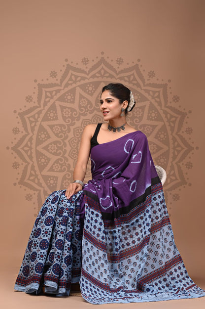 Pure Cotton Mul Handblock Printed Sarees Wholesale – Soft Malmal Sarees