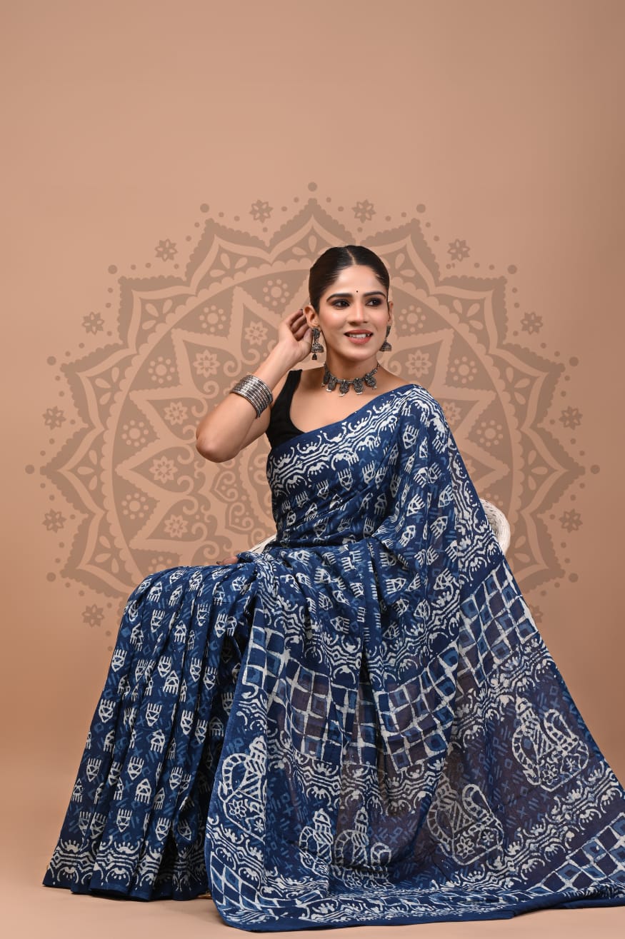 Cotton Mul Handblock Printed Sarees Wholesale – Soft Malmal Sarees for Boutiques