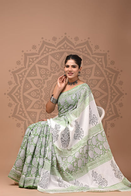 Cotton Mul Handblock Printed Sarees Wholesale – Soft Malmal Sarees for Boutiques