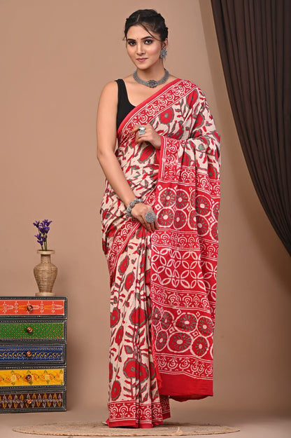 Cotton Mul Handblock Printed Sarees Wholesale – Soft Malmal Sarees for Boutiques