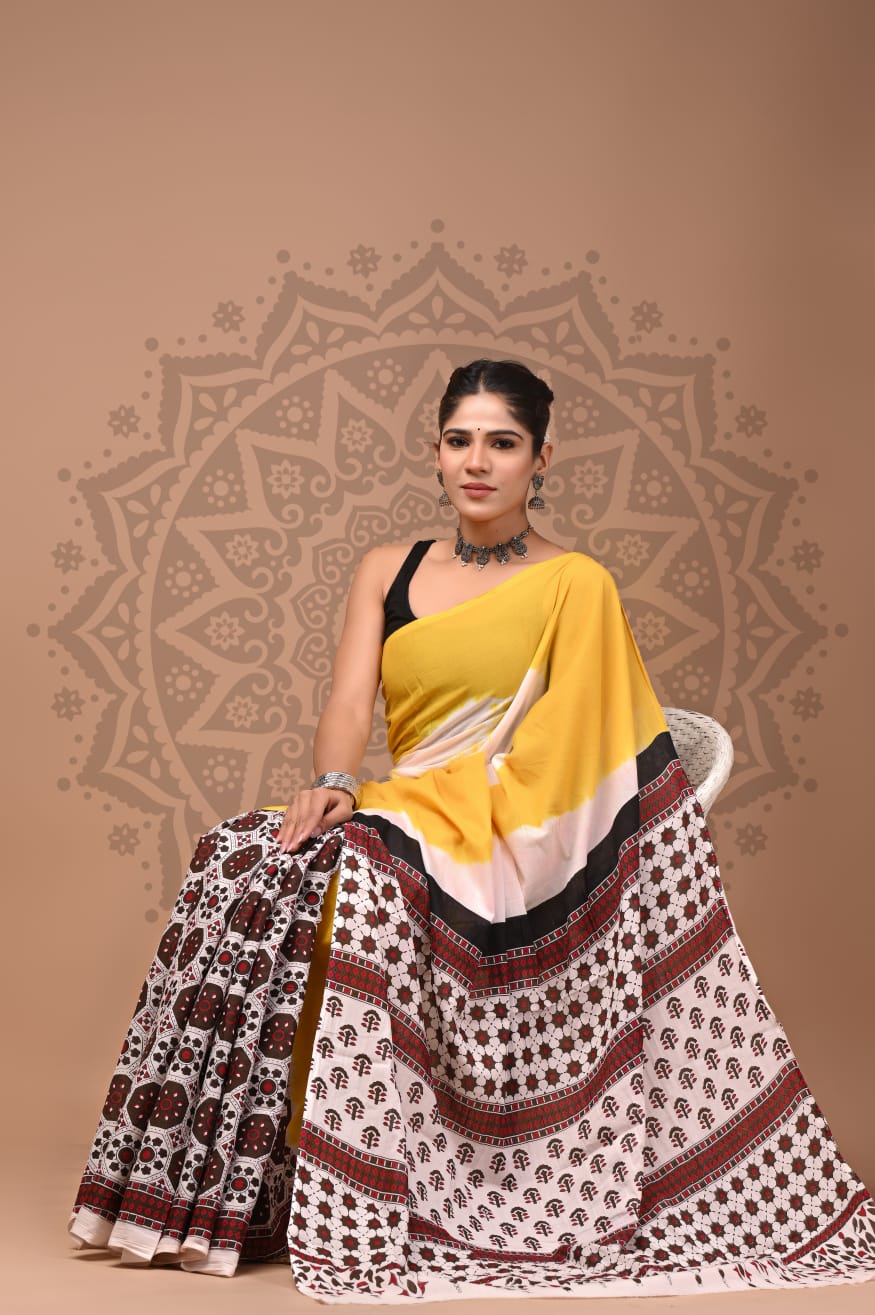 Cotton Mul Handblock Printed Sarees Wholesale – Soft Malmal Sarees for Boutiques