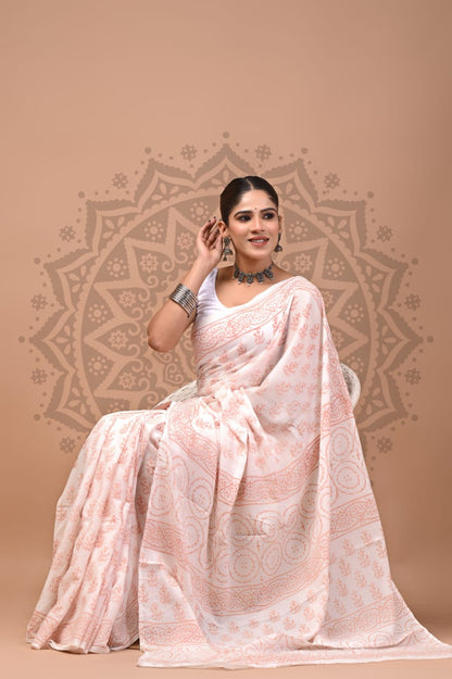 Cotton Mul Handblock Printed Sarees Wholesale – Soft Malmal Sarees for Boutiques